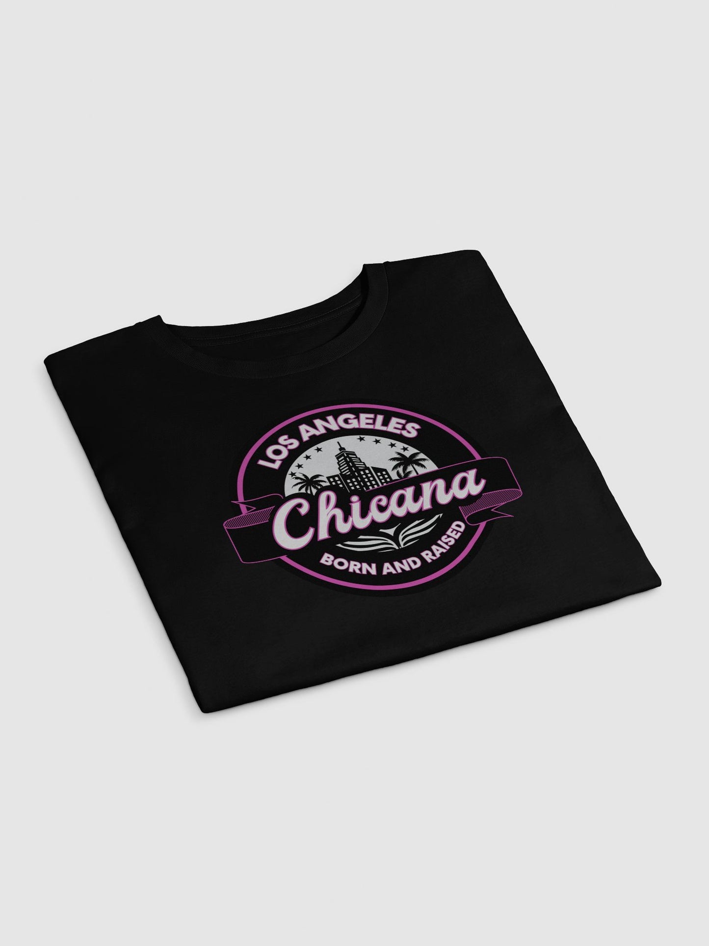 Chicana Born and Raised Women's Crop Top (Pink Circle)